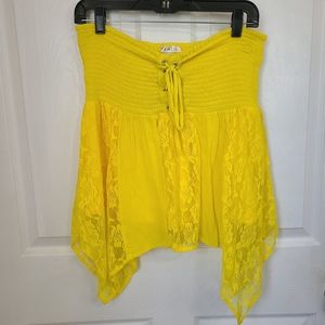 (497) Venus Woman's Front Smocked Top, Size: Large, Color: Yellow